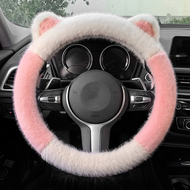 ⏰ Időkorlátozott ajánlat 🚗 Univerzális csúszásgátló, puha macskafülű plüss kormánykerékhuzat