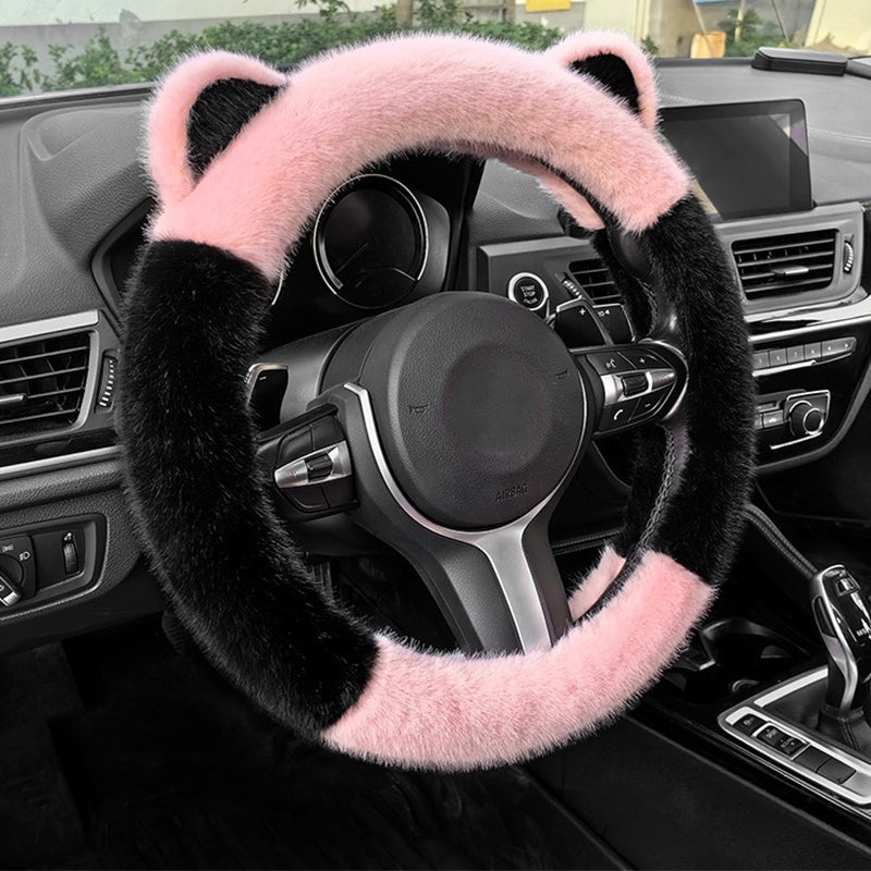 ⏰ Időkorlátozott ajánlat 🚗 Univerzális csúszásgátló, puha macskafülű plüss kormánykerékhuzat
