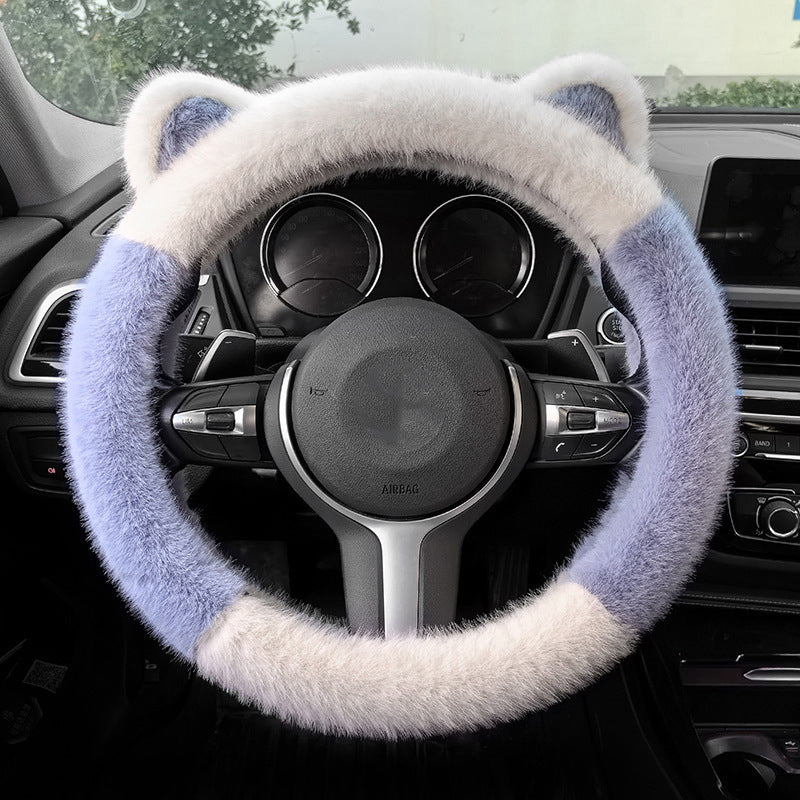 ⏰ Időkorlátozott ajánlat 🚗 Univerzális csúszásgátló, puha macskafülű plüss kormánykerékhuzat