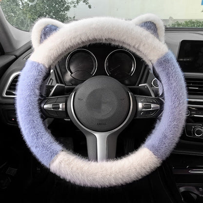 ⏰ Időkorlátozott ajánlat 🚗 Univerzális csúszásgátló, puha macskafülű plüss kormánykerékhuzat