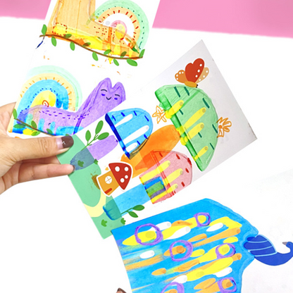 👶🎨 DIY szivárványos kaparós művészet! 35 darabos gyermekkészlet – Egyszerű és szórakoztató minden korosztálynak! 🖌️🖼️
