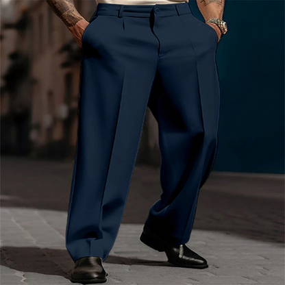 😎Férfi alkalmi, redős, széles szárú nadrág – lélegző poliészter, modern szabás és praktikus zsebek 👖✨