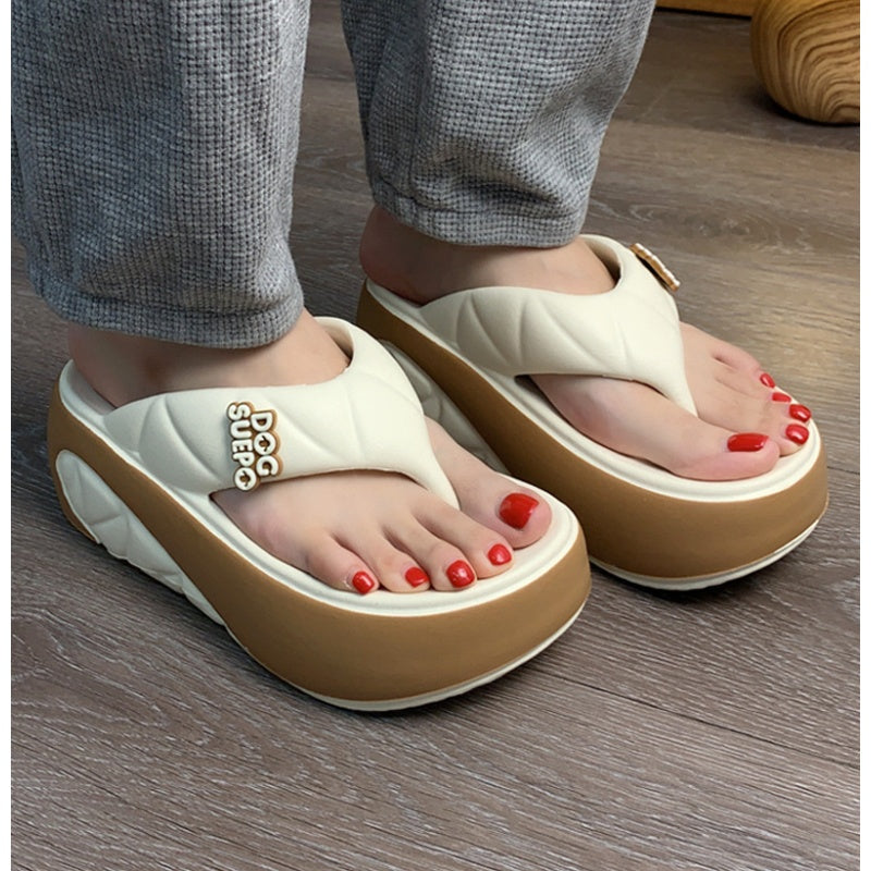 🌸 👡Női nyári színes blokkos, puha talpú, vastag sarkú papucs ☀️