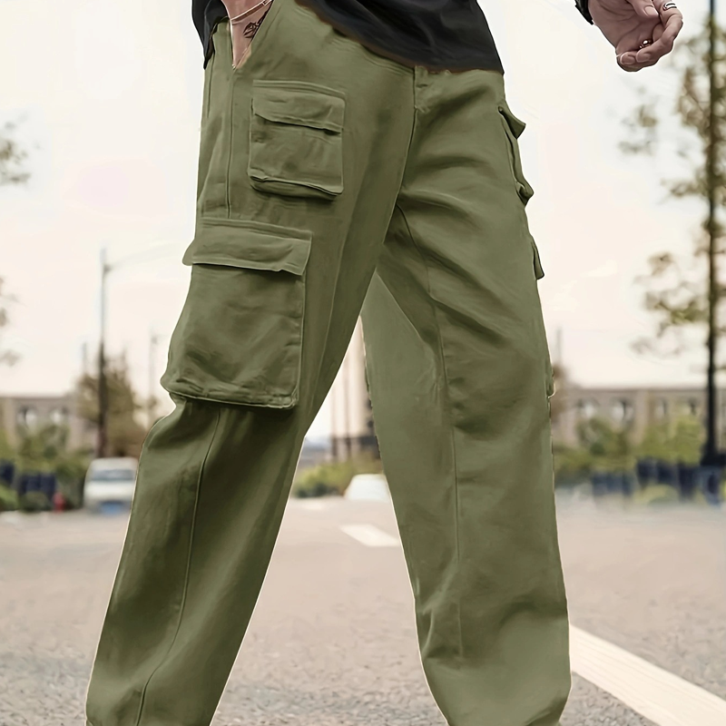 🔥 Férfi Többszsebű, Egyenes Szárú Cargo Nadrág – A Stílus és Kényelem Találkozása! 👖✨