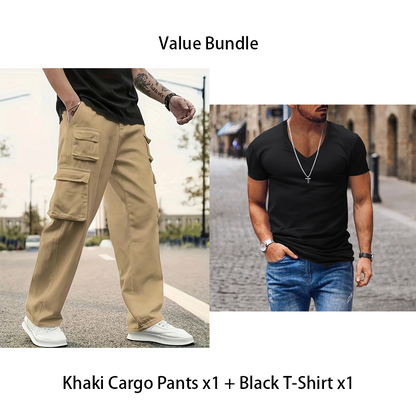 🔥 Férfi Többszsebű, Egyenes Szárú Cargo Nadrág – A Stílus és Kényelem Találkozása! 👖✨