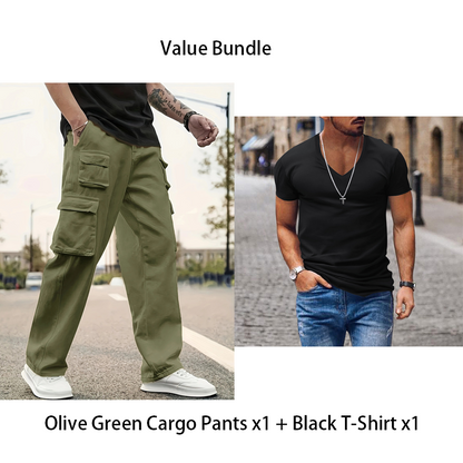 🔥 Férfi Többszsebű, Egyenes Szárú Cargo Nadrág – A Stílus és Kényelem Találkozása! 👖✨