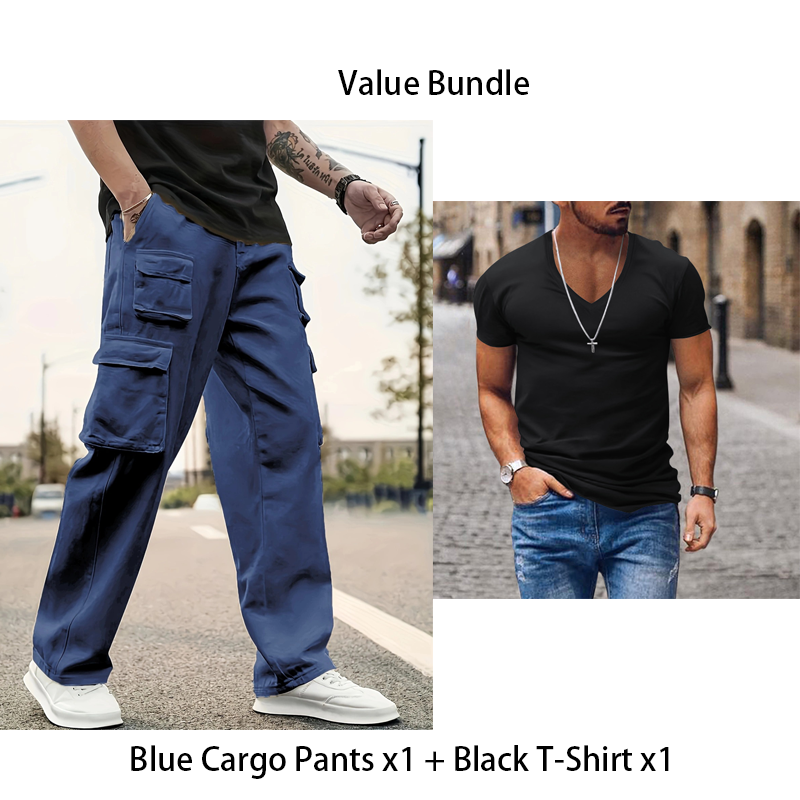 🔥 Férfi Többszsebű, Egyenes Szárú Cargo Nadrág – A Stílus és Kényelem Találkozása! 👖✨