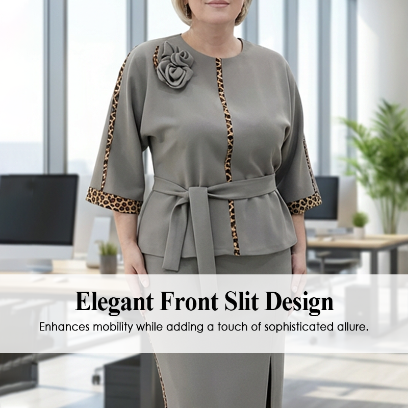 😍 Női övvel ellátott peplum felső és ceruzaszoknya szett 💥
