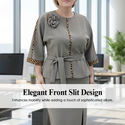 😍 Női övvel ellátott peplum felső és ceruzaszoknya szett 💥