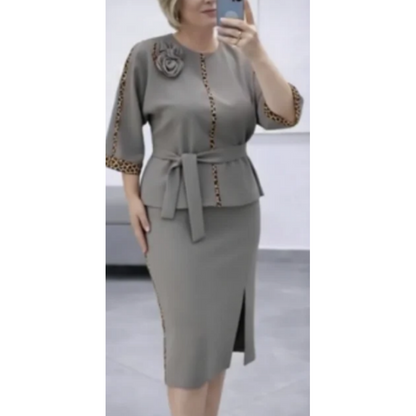 😍 Női övvel ellátott peplum felső és ceruzaszoknya szett 💥
