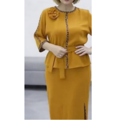 😍 Női övvel ellátott peplum felső és ceruzaszoknya szett 💥