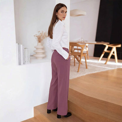 🆕🎁 Új termékek akciója: 50% kedvezmény🎉High-Waist Straight-Leg Pants with Button Detail