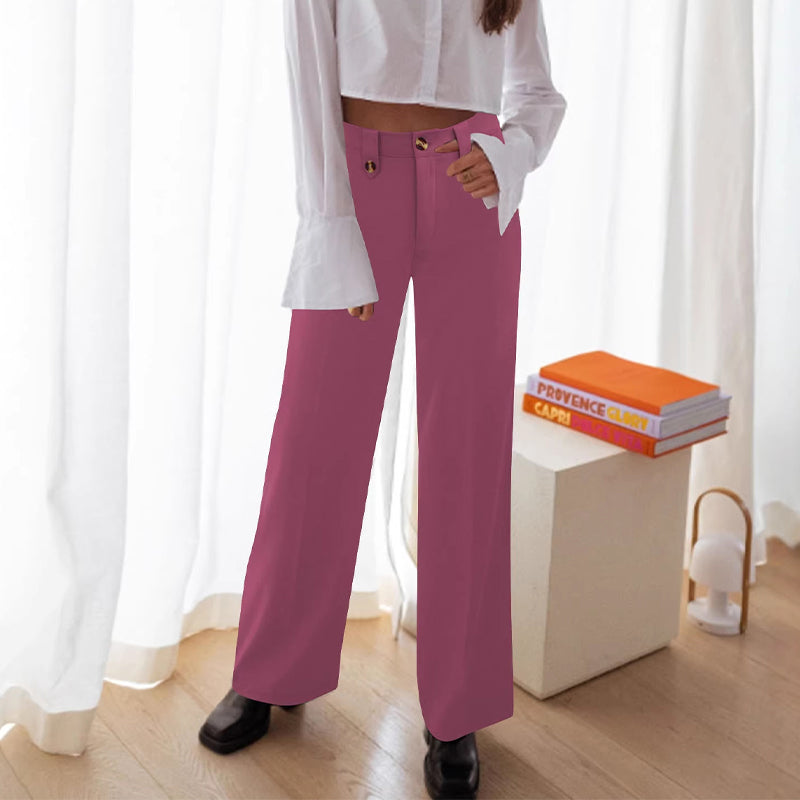 🆕🎁 Új termékek akciója: 50% kedvezmény🎉High-Waist Straight-Leg Pants with Button Detail