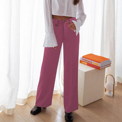 🆕🎁 Új termékek akciója: 50% kedvezmény🎉High-Waist Straight-Leg Pants with Button Detail