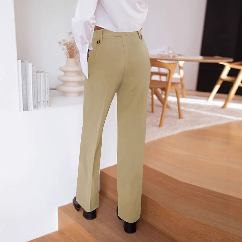🆕🎁 Új termékek akciója: 50% kedvezmény🎉High-Waist Straight-Leg Pants with Button Detail