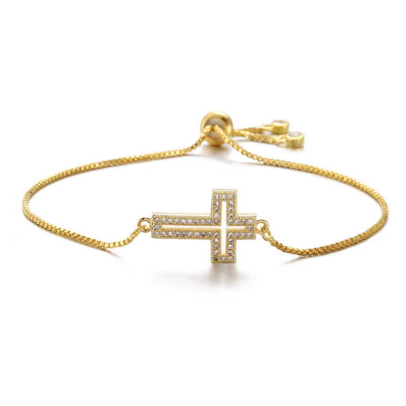 ✨ Oldalra álló kereszt karkötő – Állítható méret & modern stílus! ✝️💎 Kényelmes viselet