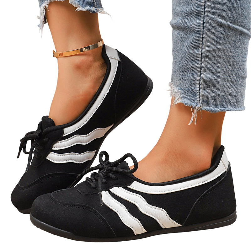 👡EU 36-43💕Női retro hullámos csíkos fűzős cipő