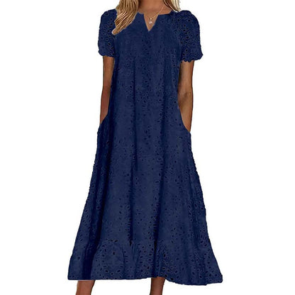 👗Elegáns női ruha V-nyakkal és rövid ujjakkal💖